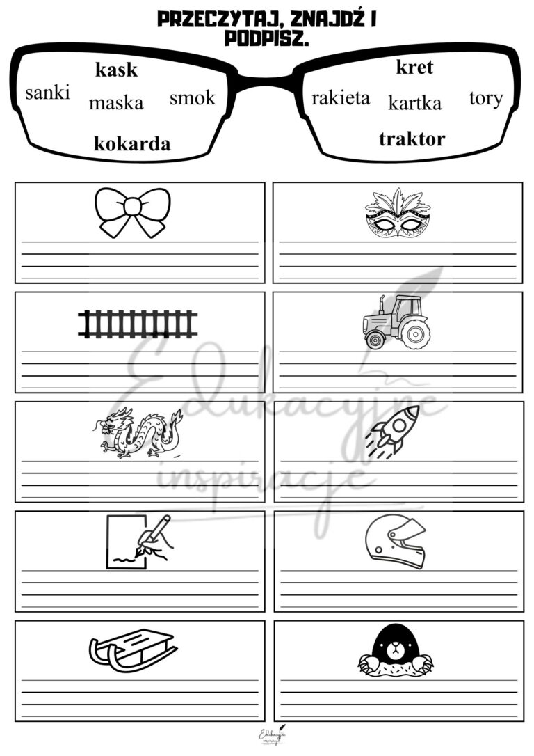 Pojazdy nauka czytania Karta pracy w czarno-białym prostym stylu (A4)